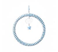 ZGUZMCMK Bird Cage Swing Perch Rope Wrapped Climbing Hanging Clip Circular Ornament Wood Metal Acrylic Suitable for Decor Bird Indoor Habitat Resting, Blue White, Large