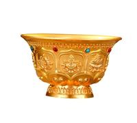 ZGUZMCMK Buddhist Offering Bowl Tibetan Prayer Cup Alloy Holy Water Plate Meditation Ritual Utensil Decorative Worship Bowl Suitable for Temple Home Altar Gift, Style A