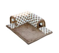 ZGUZMCMK Cat Tunnel, Crawl Tunnel, Pet Bed, Play Cave with Foldable, Soft, Including Ball for Cats, Kittens, Hedgehogs, As A Home Accessory And, Brown L