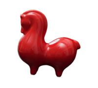 ZGUZMCMK Decorative Handcrafted Ceramic Figurine Representing A Horse, Ideal for Decorating A Cupboard, A Table Or An Entrance, at Chinese New Year, Red Head up