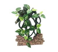 ZGUZMCMK Decorative Reptile Corner Branch Made of Resin, Artificial Plants with Leaves for Aquarium And Terrarium, Suitable for Pet Habitats, spotted with rock