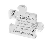 ZGUZMCMK Engraved Acrylic Block Puzzle Desk Sculpture Heartwarming Plaque Table Figures for Birthday Mother‘S Day Christmas Decor, Daughter