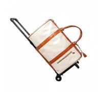 ZGUZMCMK Garment Bag Duffle Trolley Bag Rolling Convertible Carry On with Detachable Trolley PU Leather Smooth Lining Organized, Array, Beige and Brown, 52 25.4 31.75CM