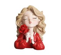 ZGUZMCMK Girl Statue Figurine Charming Resin Sculpture with As A Collector's Figurine Table Decoration for Living Room Bedroom Mother's Da, Red