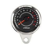 ZGUZMCMK Motorcycle Tachometer with Reflective Silver Housing and Numbered Black 13000 RPM Capacity Analog Gauge LED Illuminated Display Suitable for