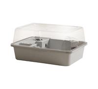 ZGUZMCMK Transparent Hamster Cage with Opening Roof And Ventilation, PP Material, with Terrace And Water Bowl, Suitable for Animals, grey
