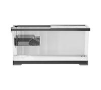 ZGUZMCMK Turtle Tank Aquarium Reptile Habitat Starter Kit Tortoise Terrarium with Basking PC Material Bottom Drainage Suitable for Turtle, Black, L w Platform and Lid