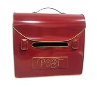 ZGUZMCMK Wall-Mounted Iron Mailbox, Vintage Metal Postbox with Spacious Compartment and Decorative Surface for Garden, Front Door, Hallway, Red
