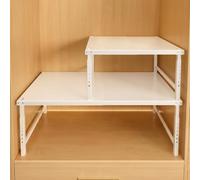 ZGWRYI Expandable Storage Shelf/Divider,Extendable Kitchen Cupboard Organiser Shelf,Countertop Rack Adjustable Shelves,Retractable Sink Cabinet,for Kitchen,Study,White