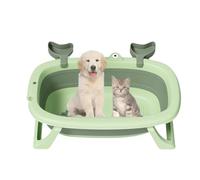 ZGWRYI Instant Collapsible Dog Bath Tub with Anti-Slip Base Water Drain Valve Folding Portable Grooming Tub for Small/Medium Pets,Perfect for Gardens Caravan Trips(Green)