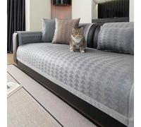 ZGWRYI Summer Cool Couch Covers, Ice Silk Sofa Slipcover for 1/2/3/4 Seat,Anti Slip L Shape Sofa Cover Air Conditioning Mat Dogs Pets Furniture Protector(Blue,60x180cm)