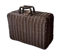 ZGXNYI Imitation Rattan Storage Basket Handheld Wicker Case Comfortable Handle Suitcase(Coffee,Large)