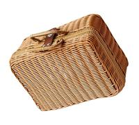 ZGXNYI Large Capacity Imitation Rattan Woven Storage Box Vintage Handwoven Case Home Storage Basket Woven Suitcase Rattan Picnic Hamper(22X16CM)