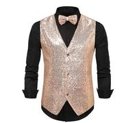 ZGXNYI Men Wedding Ball Party Sequins Suit Vests Singers Stage Performances Dress Tops(Champagne,XL)