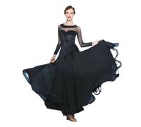 ZGXNYI National Standard Balloom Dance Costume Modern Dance Social Waltz Grand Swing Dress Drag Queen Costumes Suit(M) Black
