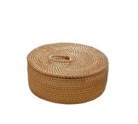 ZGXNYI Rattan Box 5 Grid Handwoven Basket For Candy Nuts Snacks Rattan Divider Storage Box With Lid Jewelry Storag Case(30 10CM)