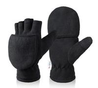 ZGXNYI Ski Glove Winter Gloves Fingerless Convertible Mittens Thermal Polar Fleece Insulated Lining Windproof Warm for Men Women Snow Gloves(M)