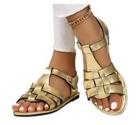 ZGXNYI Women's Sandals Classics Summer Sandals For Summer Shoes Woman Flat Sandals Casual Bech Shoes(Gold,36)