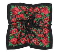 ZGYDNM Spring And Autumn Bohemian Style Flowers Head Scarf Shawl,70x70cm(Black) Russian And Ukrainian Style Square Shawls Scarves