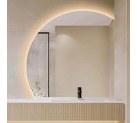 ZGYOZMNG 32 in Smart Defogging Bathroom Mirror 28 Half Moon Backlit LED Dimmable Wall Mounted Vanity with 3 Colors, HD Tempered Glass(Left Under Cut,90cm/36) (Right Under Cut 100cm/40)