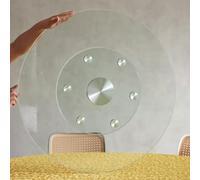 ZGYOZMNG 35" 39" Clear Tempered Glass Rotating Tray, Dining Table Lazy Susan Heavy Duty Turntable, 360° Rotating Easy to Share (Size : 70cm/27) (One Color 50cm/20)