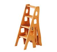 ZGYOZMNG 4-Tier Solid Wood Folding Ladder Chair - 3-in-1 Convertible Step Stool for Home Library & Kitchen - & Space-Saving Folding Ladder Stool