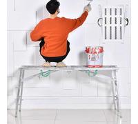 ZGYOZMNG Adjustable Work Platform Scaffolding, Steel Step Ladder, Portable Folding Platform Scaffold Tower Ladder Stool for RV Cleaning High Painting Walls, Drywall, Decorating,180×40cm (140×40cm)