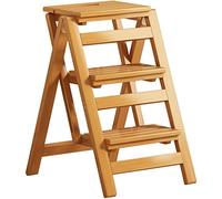 ZGYOZMNG Portable Folding Wooden Library Stool MultiLayer Step Ladder Chair Versatile Office Chair Dining Room Ladder/Planter Seat Primary Color Size: 91 * 73 cm (Primary Color 65 * 57 * 41.5cm)