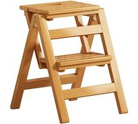ZGYOZMNG Portable Folding Wooden Library Stool MultiLayer Step Ladder Chair Versatile Office Chair Dining Room Ladder/Planter Seat Primary Color Size: 91 * 73 cm (Primary Color 50 * 50 * 38.5cm)
