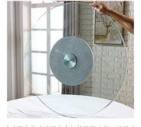 ZGYOZMNG Round glass turntable with aluminum base, dinning table lazy susan rotating tray, 9mm Clear tempered glass, 70cm-120cm (28in-47in) (Silver ?70cm/28inch)