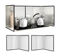 ZGYOZMNG Stove Windscreen 2 Pack 2-Sided Folding Stainless Steel Splatter Guard, Steel Backsplash Stove,Kitchen Anti Splatter Shield Guard,Portable Folding Cooker Side Fat Oil Splash Guard (45x40cm)