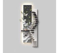 ZGYOZMNG Wall with Luminous Design, Sandstone 3d Wall Decor Art Painting with Hydroponic Space, LED Decorative Hanging Painting for Entryway, Living Room, Corridor(Black6,55 * 150cm/21.6 * 59in)