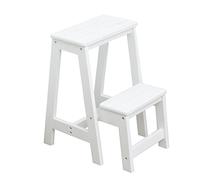 ZGYOZMNG White Folding 2-Step Stool - Lightweight Wooden Step Ladder Chair for Home, Kitchen, Loft & Camping - Portable Foldable Footstool for Easy Access and Convenience