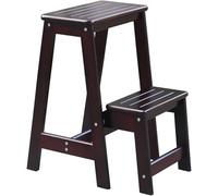 ZGYOZMNG Wooden 2 Tier Ladder Chair, Lightweight Folding Foot Stool Sturdy Kitchen Loft Portable Camping Step Stool Foldable Stepladder Home Organizers Stools(Color:D) (B)