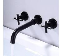 ZH1YFD Antique WallMounted Bathroom AllCopper 3Hole Mixer Tap for Hot & Cold Water Black Finish Stylish and Bathroom Sink Fixture