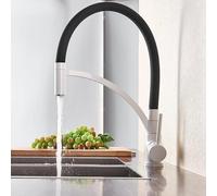 ZH1YFD Black Bronze Kitchen Sink Faucet - Solid Brass Body with Ceramic Disc Cartridge Hot and Cold Water Sprayer Chrome Finish