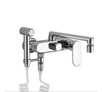 ZH1YFD Black Wall-Mounted Kitchen with Pull-Out Spray 25cm Swivel Spout Dual-Mode Mixer Tap Fixture for Stylish Contemporary Kitchens LWX