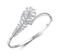 ZH1YFD Bracelets for Women 925 Silver Leaves with Cubic Zirconia Bangles Bracelets for Women