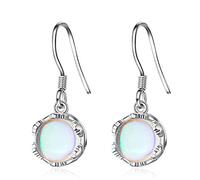 ZH1YFD Cellacity Round Moonstone Ear Drops Short Style Silver 925 Jewelry Gemstones Earrings For Women Fashion Style Dating Gift