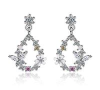 ZH1YFD Cellacity Sipmle Fresh Water Drop Shaped Silver 925 Jewelry Gemstones Earrings For Women Butterfly Flower Ear Drops Dating Girl