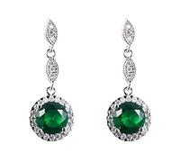 ZH1YFD Cellacity Water Drop Shaped Silver 925 Jewelry Round Gemstones Earrings For Women Long Style Opal Ear Drops Rose Gold Color Gift