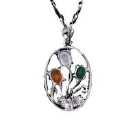 ZH1YFD Charm Jewelry Fashion Retro Necklace Ornaments Jewelry Flowers Rich Jade Pendant