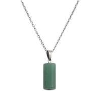 ZH1YFD Crystal Necklaces For Women, Natural Green Aventurine Cylinder Pendant Charm Necklace Lucky Reiki Chakra Choker Dainty Chain Blessing Yoga Meditation Jewelry Gift For Girl Women Men