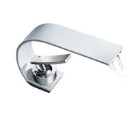 ZH1YFD Curved White Kitchen Stainless Steel Hot & Cold Mixer Creative Waterfall Bathroom Sink Tap for Face Washing Elegant Look