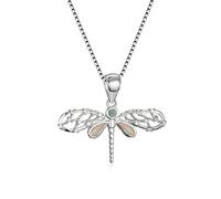 ZH1YFD Cute Female Blue White Pendant Necklace Female Necklace Retro Animal Dragonfly Wedding Necklace Pendant Necklace Jewelry Gift (Color : White, Size : 40cm)