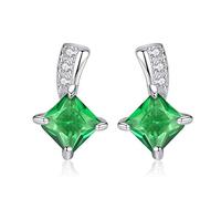 ZH1YFD Emelard Green Silver Earring S925 Sterling Silver Stud Earring Ear Decoration Classic Temperament Ear Accessories Jewelry