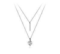 ZH1YFD Exquisite Blue Opal Crystal Round Necklace Pendant 925 Sterling Silver Jewelry For Women Party Short Colliers Chain