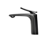 ZH1YFD Gunmetal Gray Luxury Basin Faucet, Single-Handle Deck-Mounted Mixer Tap for Modern Gourmet Bathrooms(Brushed Grey Faucet)