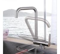 ZH1YFD Kitchen Faucet Foldable Kitchen Faucet Stainless Steel 360° Swivel Hot & Cold Water Brushed Finish Ideal for Indoor Windows and Sinks Space Saving