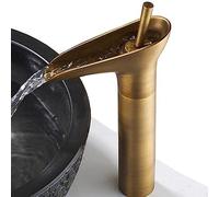 ZH1YFD Kitchen Faucet SportTent Waterfall Sink Mixer Tap Spout Tall Bathroom Kitchen Countertop Faucet Taps Antique Brass Finish Retro (C)